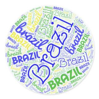 Brazil Word Cloud Classic Round Sticker