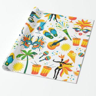 Brazilian Carnaval colorful symbols pattern