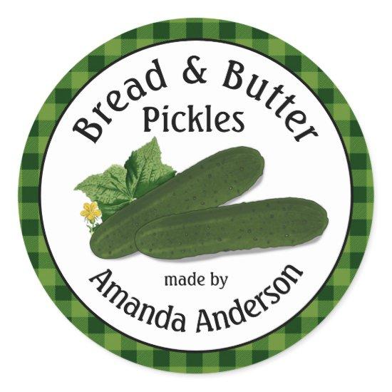 Bread & Butter Pickles Plaid  1.5"  Classic Round Sticker