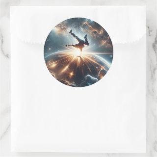 Breakdancer in action, Ai, Action in the Galaxy Classic Round Sticker