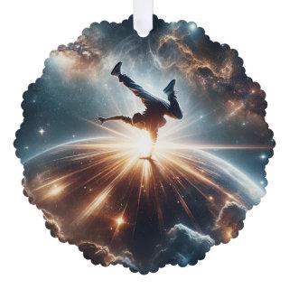 Breakdancer in action, Ai, Action in the Galaxy Ornament Card