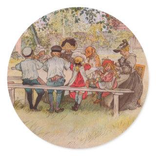 Breakfast Under the Big Birch by Carl Larsson Classic Round Sticker