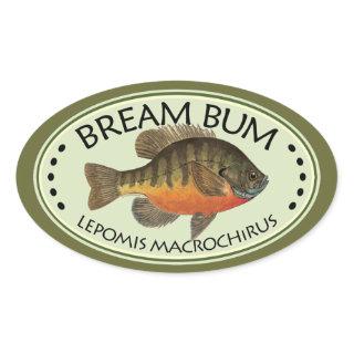 Bream Bum Fishing Oval Sticker