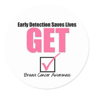 Breast Cancer Get Checked v4 Classic Round Sticker