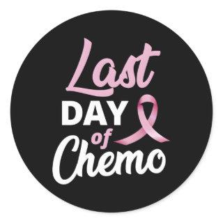 Breast Cancer Last Day Of Chemo K Ribbon Recovery Classic Round Sticker
