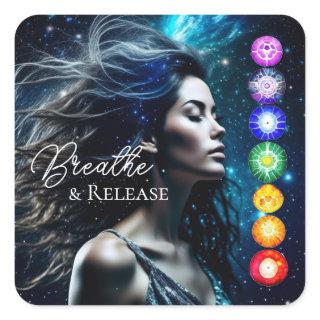 Breathe and Release | Beautiful Ethereal Woman Square Sticker
