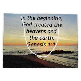 BREATHTAKING SUNRISE ON THE OCEAN GENESIS 1:1 LARGE GIFT BAG