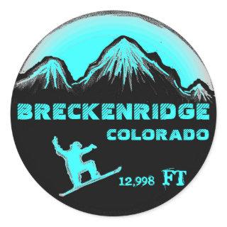 Breckenridge Colorado teal snowboard art stickers
