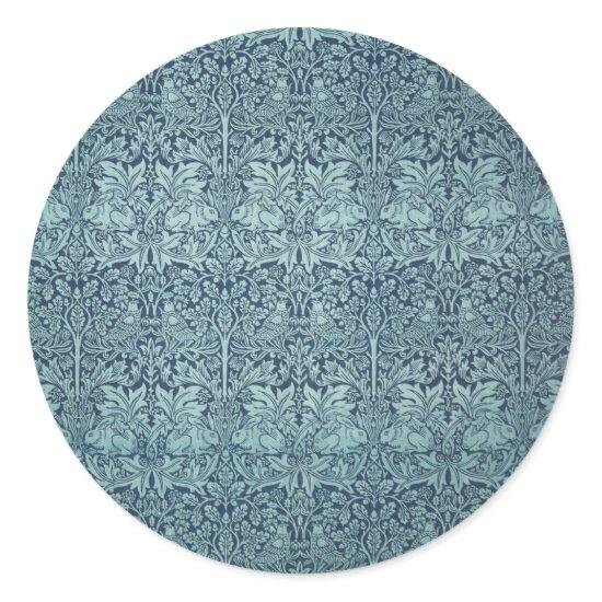 Brer Rabbit by William Morris Blue Textile Pattern Classic Round Sticker