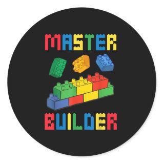 Brick Builder Funny Blocks Building Master Builder Classic Round Sticker