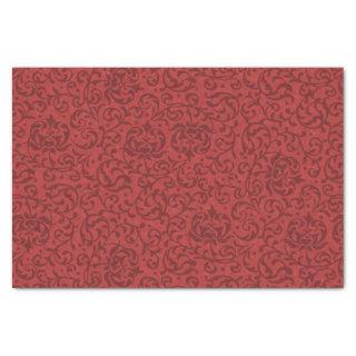 Brick Red Vintage Floral Damask Pattern Tissue Paper
