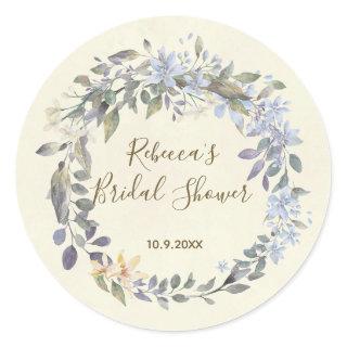 bridal shower favors stickers boho blue floral