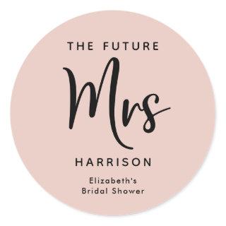 Bridal Shower Future Mrs Blush Pink Classic Round Sticker