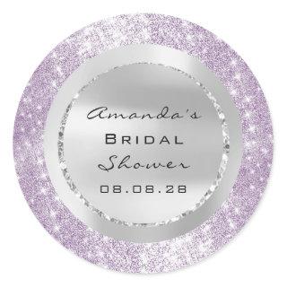 Bridal Shower Sweet 16th Purple Spark Glitter Gray Classic Round Sticker