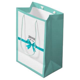 Bride Glitz Glam Teal Blue Sparkle Shower Party Medium Gift Bag
