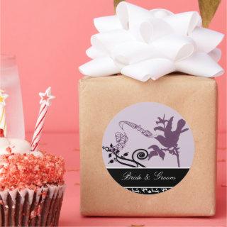 Bride & Groom Plum Vintage Chirping Bird Sticker