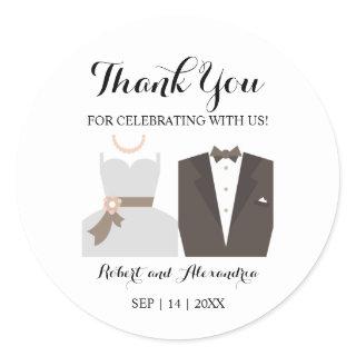 Bride & Groom  Thank You for Coming Wedding Classic Round Sticker