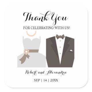 Bride & Groom Thank You for Coming Wedding Square Sticker
