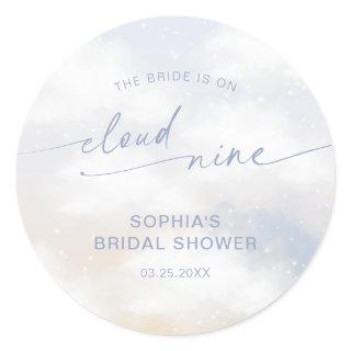 Bride Is On Cloud 9 Bridal Shower  Classic Round Sticker