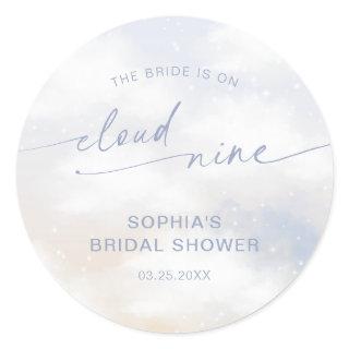 Bride Is On Cloud 9 Bridal Shower  Classic Round Sticker