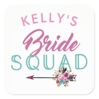 Bride Squad Bridal Shower Stickers Floral Hen