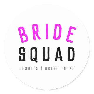 Bride Squad | Hot Pink Bachelorette Bridesmaid Classic Round Sticker