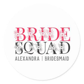 Bride Squad | Pink Bachelorette Party Bridesmaid Classic Round Sticker
