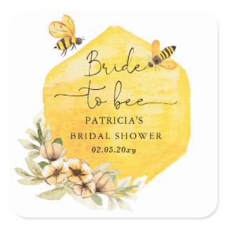 Bride To Bee Honeybee Floral Bridal Shower Square Sticker