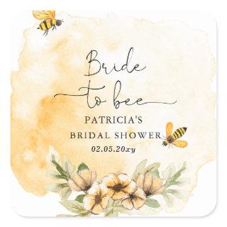 Bride To Bee Honeybee Floral Bridal Shower Square Sticker