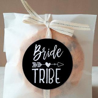 Bride Tribe | Custom Name Black Wedding Classic Round Sticker