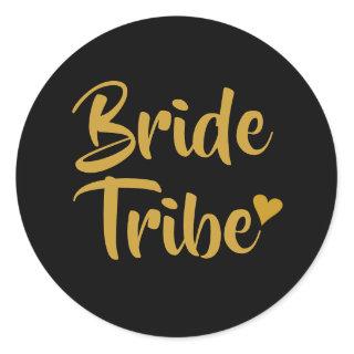 Bride Tribe Gold Heart Classic Round Sticker