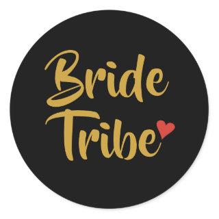Bride Tribe Red Heart Classic Round Sticker