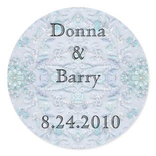 Bride Wedding  lace pale blue Classic Round Sticker