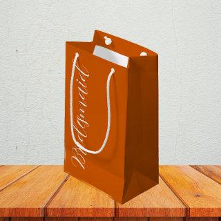 Bridesmaid Burnt Orange Stylized Script Small Gift Bag