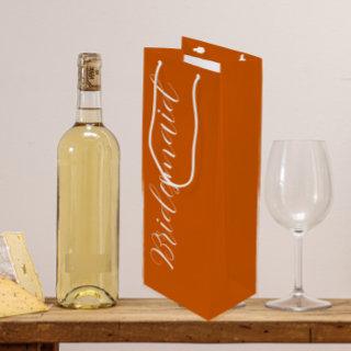 Bridesmaid Burnt Orange Stylized Script Wine Gift Bag