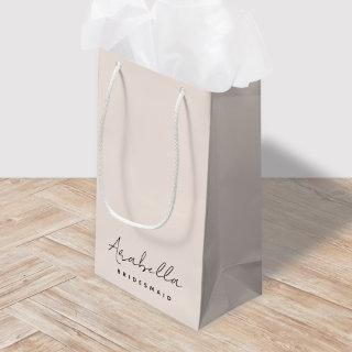 Bridesmaid | Modern Minimalist Script Blush Pink Small Gift Bag