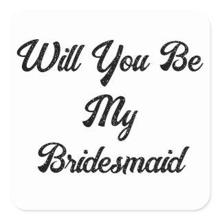 Bridesmaid Proposal Simple Classy Elegant Wedding Square Sticker