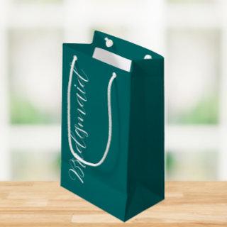 Bridesmaid Teal Green Stylized Script Small Gift Bag