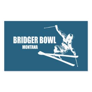 Bridger Bowl Montana Skier Rectangular Sticker