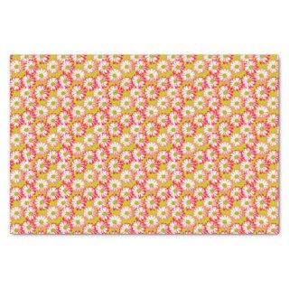 Bright and Bold Pink and Green Field of Daisies Tissue Paper