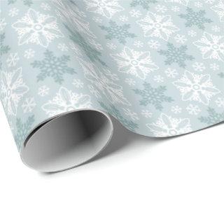 Bright Aqua Blue Teal White Snowflake Pattern