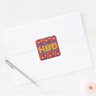 Bright birthday polka dot HBD Square Sticker