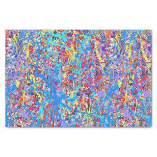 Bright Blue Paint Splatter Abstract Tissue Paper