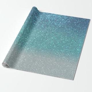 Bright Blue Teal Sparkly Glitter Ombre Gradient