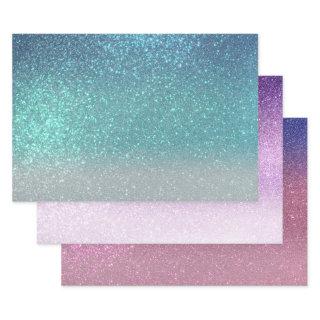 Bright Blue Teal Sparkly Glitter Ombre Gradient  Sheets
