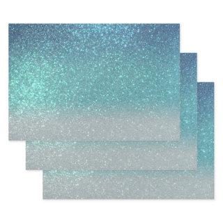 Bright Blue Teal Sparkly Glitter Ombre Gradient  Sheets
