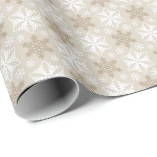 Bright Brown Tan Winter White Snowflake Pattern