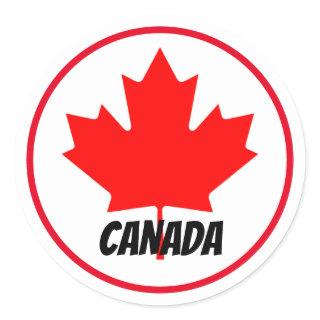 Bright Canadian Maple Leaf Canada Day Red White Classic Round Sticker