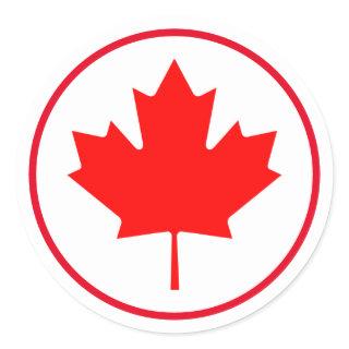 Bright Canadian Maple Leaf Canada Day Red White Classic Round Sticker