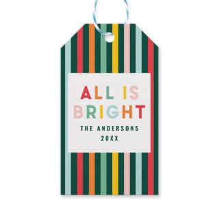 Bright colorful modern Christmas family Square Sti Gift Tags